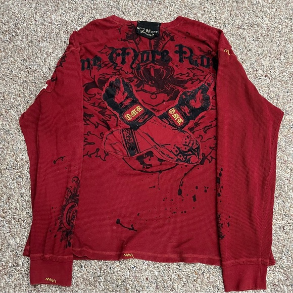 Affliction style One More Round OMR graphic cotton long sleeves - Picture 4 of 4